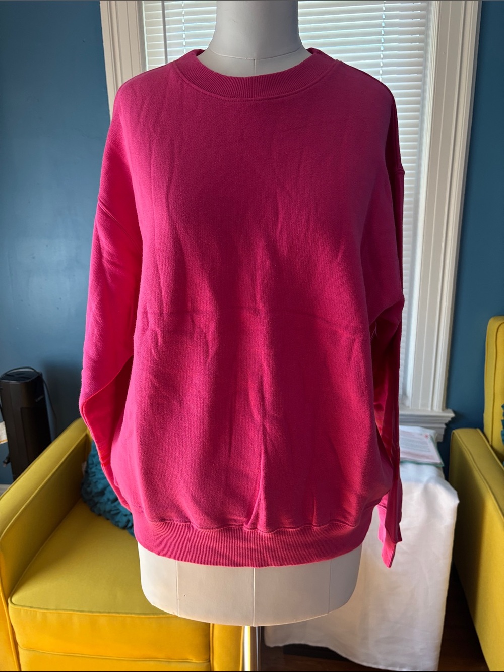 Women's Crewneck Sweatshirt in Bright Fuchsia